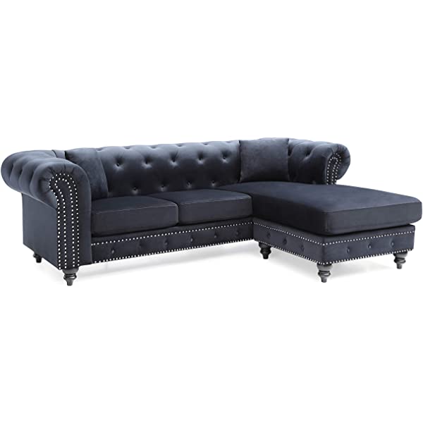 Glory Furniture Nola , Navy Blue Sofa Chaise (3 Boxes), 31
