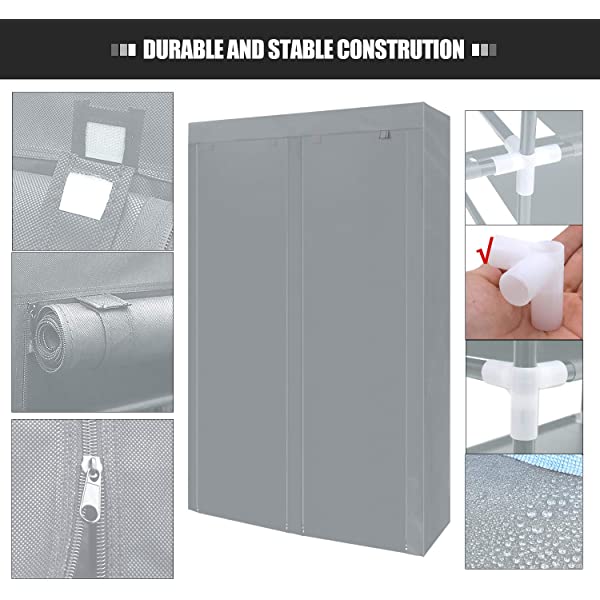 ERONE Shoe Rack Storage Organizer , 28 Pairs Portable Double Row with Nonwoven Fabric Cover Shoe Rack Cabinet for Closet (Black)