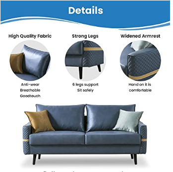 Mishangou 72-inch sofa, medieval 3-person tufted two-seater sofa