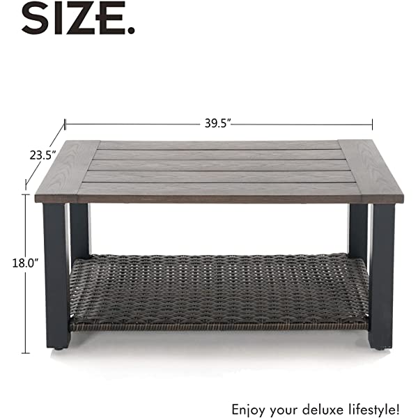 Grand Patio Patio Furniture Coffee Table Outdoor Side Table Glass Black