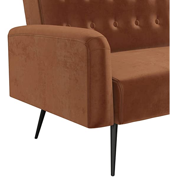 Novogratz 2360379N Z Stevie, Convertible Sofa Bed Couch, Ivory Velvet Futon