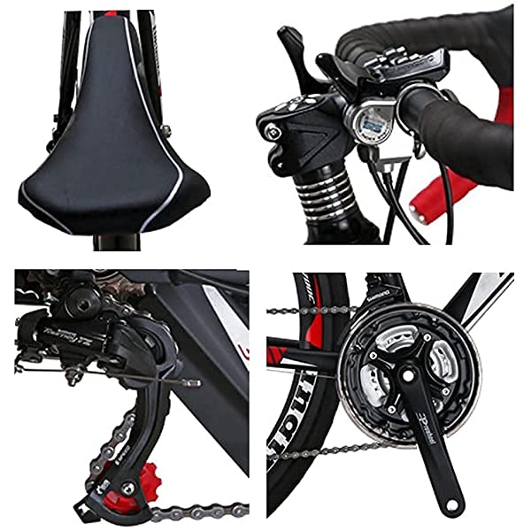 Eurobike 21 Speed Shifting System Road Bike 49/54/56 cm Frame 700C Wheel Adult Road Bicycle Black/white 30rim 54cm