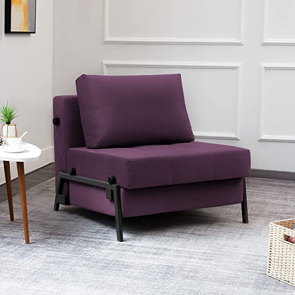 Vonanda Sofa Bed, Folding Velvet Sleeper Sofa, Modern Sleeper Chair Bed with Hidden Legs and Sturdy Frame for Small Living Space, Velvet Hunter Green