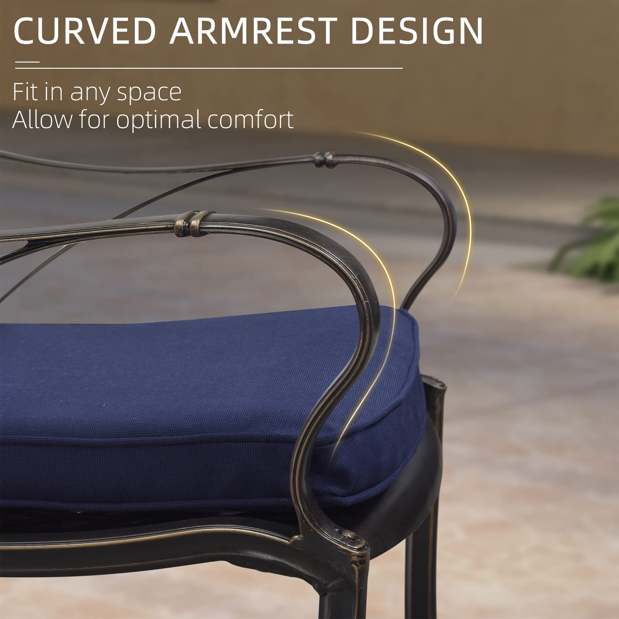 【Home&Garden】Patio Dining Set Cast Aluminum 7-Pc Furniture Set with Dining Armchairs, Table & Cushions