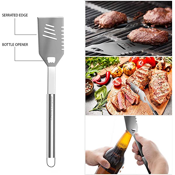 Home-Complete HC-1000 BBQ Accessories – 16PC Grill Set with Spatula, Tongs, Skewers, Case – Barbecue Tools for Father’s Day, Wedding, Anniversary, 16 Piece, Silver Steel 16-Piece