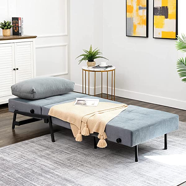 Vonanda Sofa Bed, Folding Velvet Sleeper Sofa, Modern Sleeper Chair Bed with Hidden Legs and Sturdy Frame for Small Living Space, Velvet Hunter Green