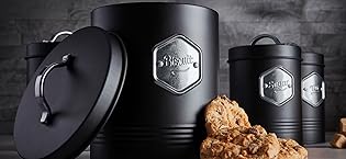 black and silver cannisters