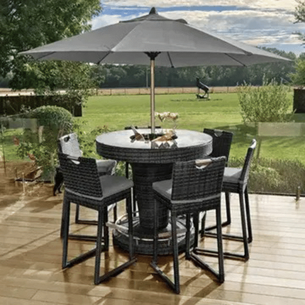 Bar aus Rattan mit 6 Plätzen und Eiskübel