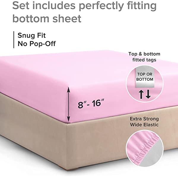 Queen Fitted Sheet - Single Fitted Deep Pocket Sheet - Fits Mattress Perfectly - Soft Wrinkle Free Sheet - 1 Fitted Sheet Only – Light Pink Queen Light Pink