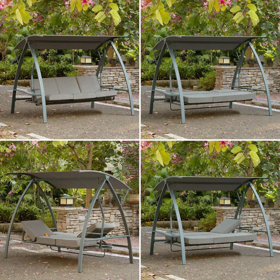 3 Person Patio Swinging Bench Chair 3-Seat Daybed Porch Swing Seater Outdoor