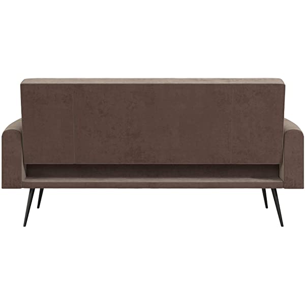 Novogratz 2360379N Z Stevie, Convertible Sofa Bed Couch, Ivory Velvet Futon