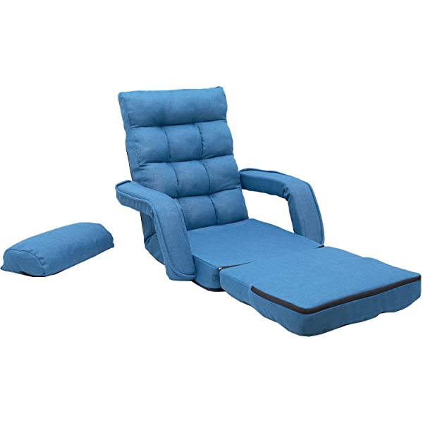 Harper&Bright Designs Folding Lazy Sofa Floor Chaise Lounge Chair Futon with Back Support, Beige