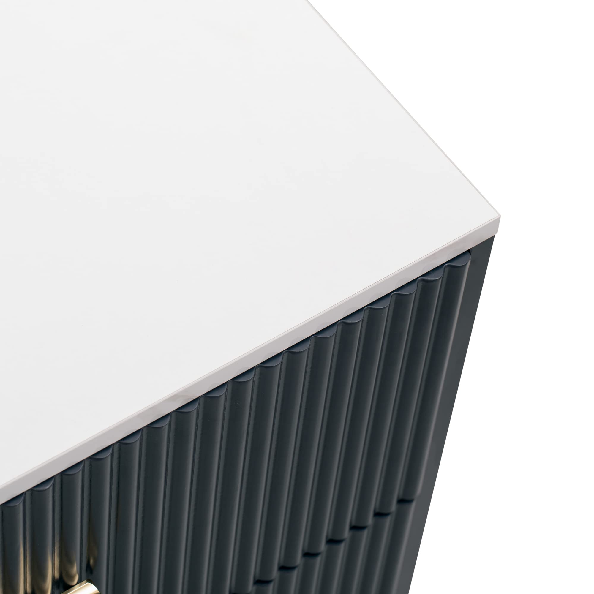 【Furniture】Modern Sideboard Cabinet Accent Buffet Storage Glass Doors Sideboard Cabinet Marble Top