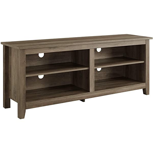 Walker Edison Wren Classic 4 Cubby TV Stand for TVs up to 65 Inches, 58 Inch, Black Black 58 InchTV Stand