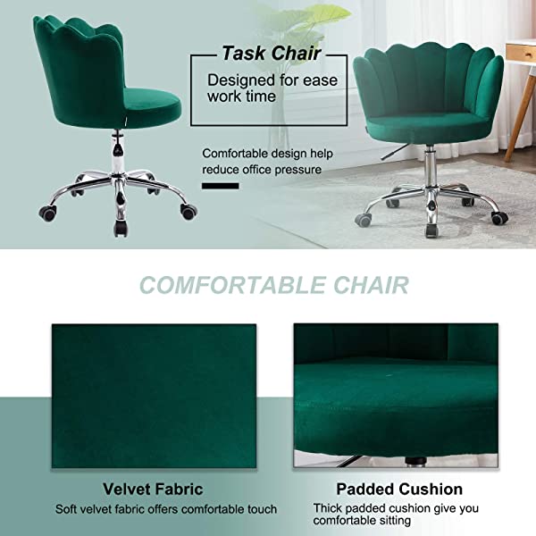 MTFY Modern Home Office Swivel Chair, Shell Desk Chair with Adjustable Height, Upholstered Ergonomic Computer Desk Chair Leisure Task Chair Accent Armchair for Office, Living Room,Bedroom (Beige)