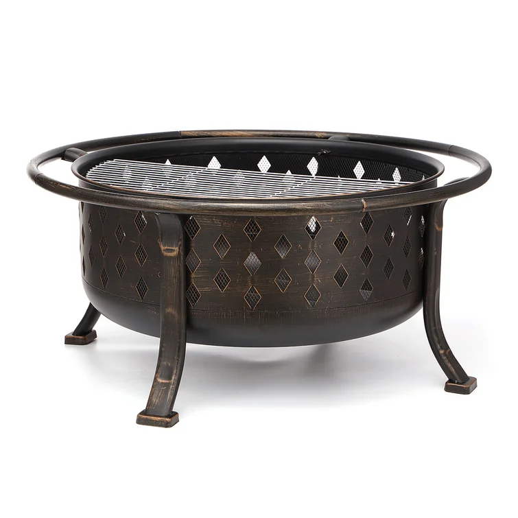 23'' H x 36'' W Steel Wood Burning Outdoor Fire Pit