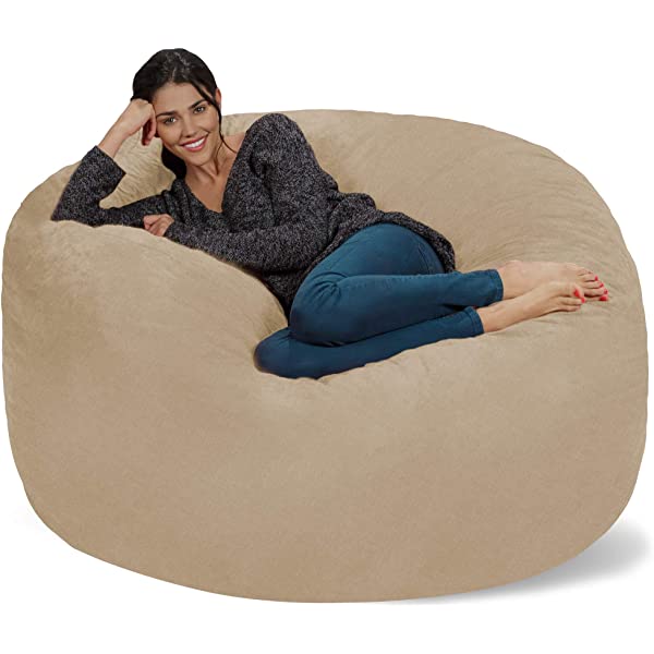Chill Sack Bean Bag Chair: Giant 5' Memory Foam Furniture Bean Bag - Big Sofa with Soft Micro Fiber Cover - Navy Microsuede - Navy