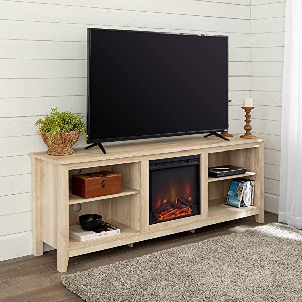 Walker Edison Wren Classic 4 Cubby TV Stand for TVs up to 65 Inches, 58 Inch, Black Black 58 InchTV Stand