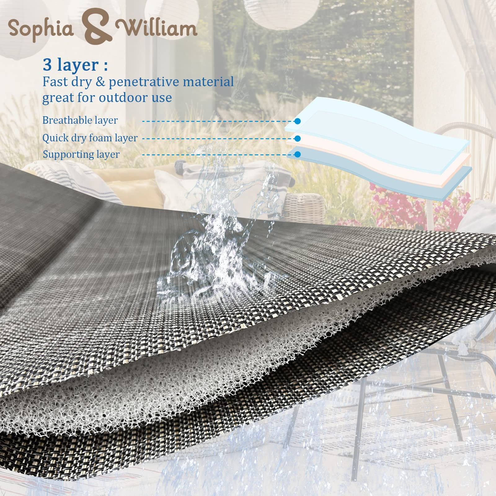 【Home&Garden】Patio Dining Set Patio Set for 6 Person Outdoor Furniture Set with 13ft Patio Umbrella