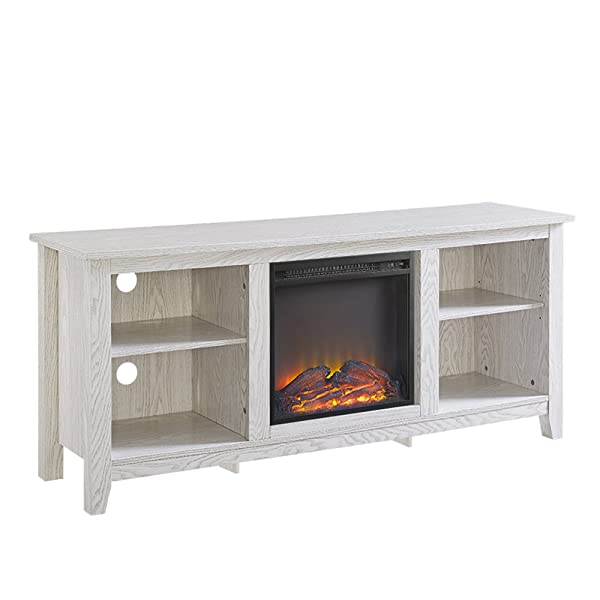 Walker Edison Wren Classic 4 Cubby TV Stand for TVs up to 65 Inches, 58 Inch, Black Black 58 InchTV Stand