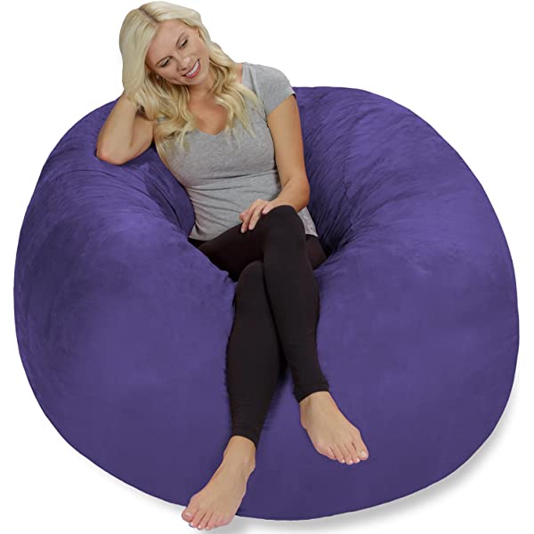 Chill Sack Bean Bag Chair: Giant 5' Memory Foam Furniture Bean Bag - Big Sofa with Soft Micro Fiber Cover - Navy Microsuede - Navy
