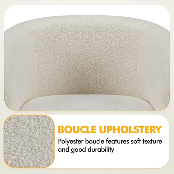 Yaheetech Set of 2 Modern Style Accent Barrel Chair Upholstered Chair Arm Chair Club Chair for Living Room Bedroom Reception Room Office Ivory