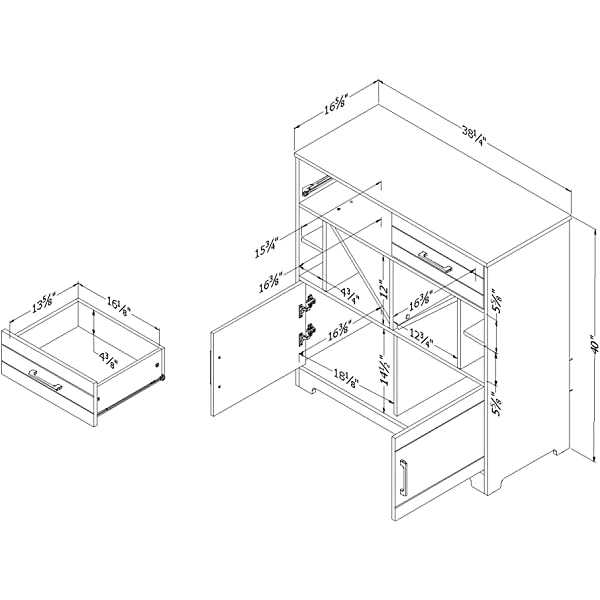 South Shore Vietti Bar Cabinet with Liquor and Wine Bottle Storage with Drawers, Black Oak with Metal Handles