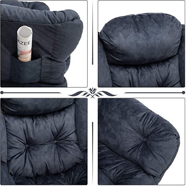 AbocoFur Modern Large Cotton Fabric Lazy Chair，Accent Contemporary Lounge Chair, Single Steel Frame Leisure Sofa Chair with Armrests and A Side Pocket, Beige