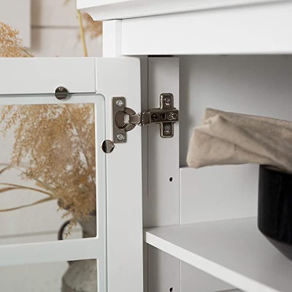 Walker Edison Charlotte Classic Glass Door Storage Buffet, 52 Inch, Espresso Espresso 52 Inch