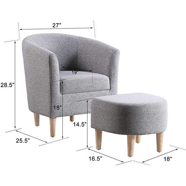 DAZONE Modern Accent Chair, Upholstered Arm Chair Linen Fabric Single Sofa Chair with Ottoman Foot Rest Mustard Yellow Comfy Armchair for Living Room Bedroom Small Spaces Apartment Office Yellow With Ottoman