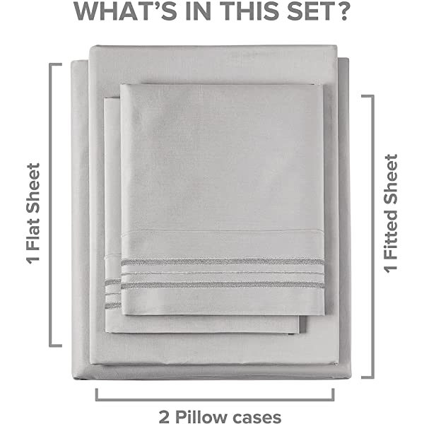 Queen Size Sheet Set - 4 Piece - Hotel Luxury Bed Sheets - Extra Soft - Deep Pockets - Easy Fit - Breathable & Cooling Sheets - Wrinkle Free - Comfy – Dark Grey Bed Sheets - Queens Sheets – 4 PC Queen Grey