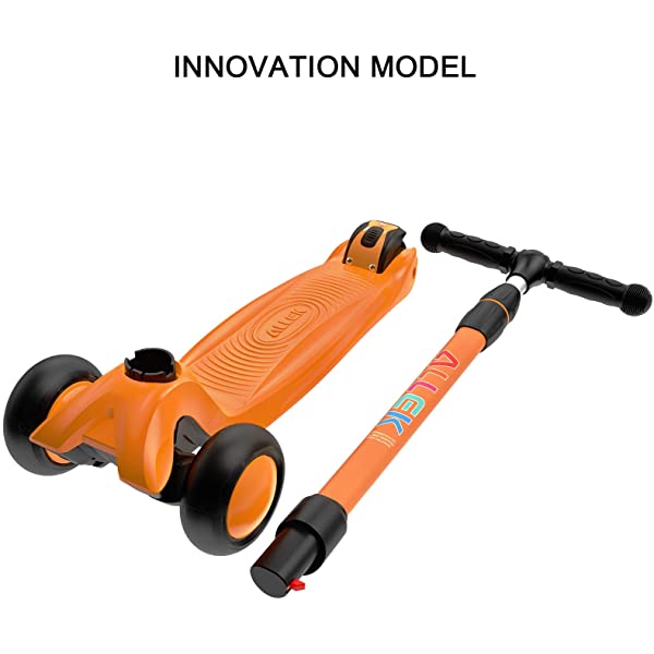 Allek Kick Scooter B03, Lean 'N Glide 3-Wheeled Push Scooter with Extra Wide PU Light-Up Wheels, Any Height Adjustable Handlebar and Strong Thick Deck for Children from 3-12yrs (Rose Pink)