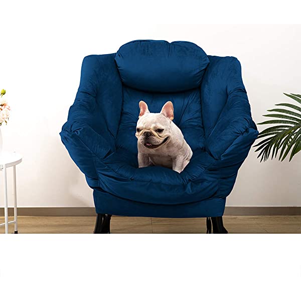 AbocoFur Modern Large Cotton Fabric Lazy Chair，Accent Contemporary Lounge Chair, Single Steel Frame Leisure Sofa Chair with Armrests and A Side Pocket, Beige