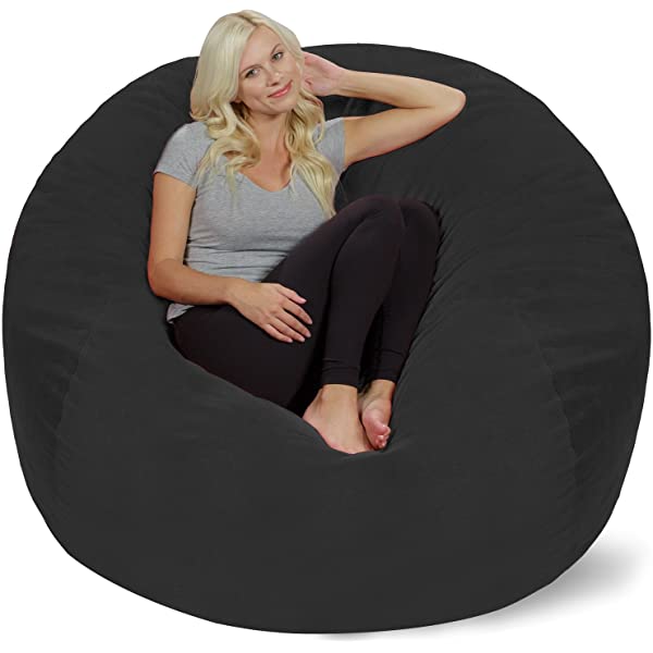 Chill Sack Bean Bag Chair: Giant 5' Memory Foam Furniture Bean Bag - Big Sofa with Soft Micro Fiber Cover - Navy Microsuede - Navy