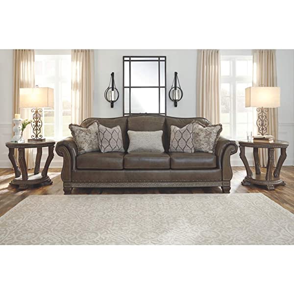 Signature Design by Ashley - Malacara Faux Leather Sofa, Brown