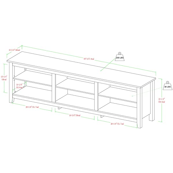 Walker Edison Wren Classic 4 Cubby TV Stand for TVs up to 65 Inches, 58 Inch, Black Black 58 InchTV Stand