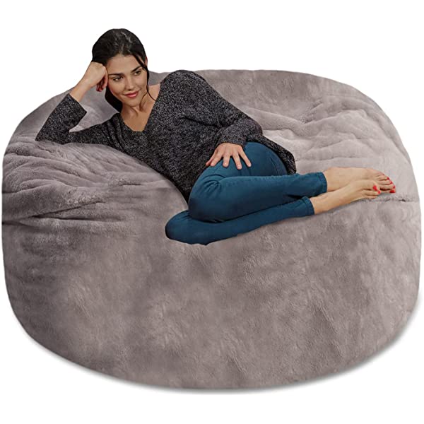 Chill Sack Bean Bag Chair: Giant 5' Memory Foam Furniture Bean Bag - Big Sofa with Soft Micro Fiber Cover - Navy Microsuede - Navy