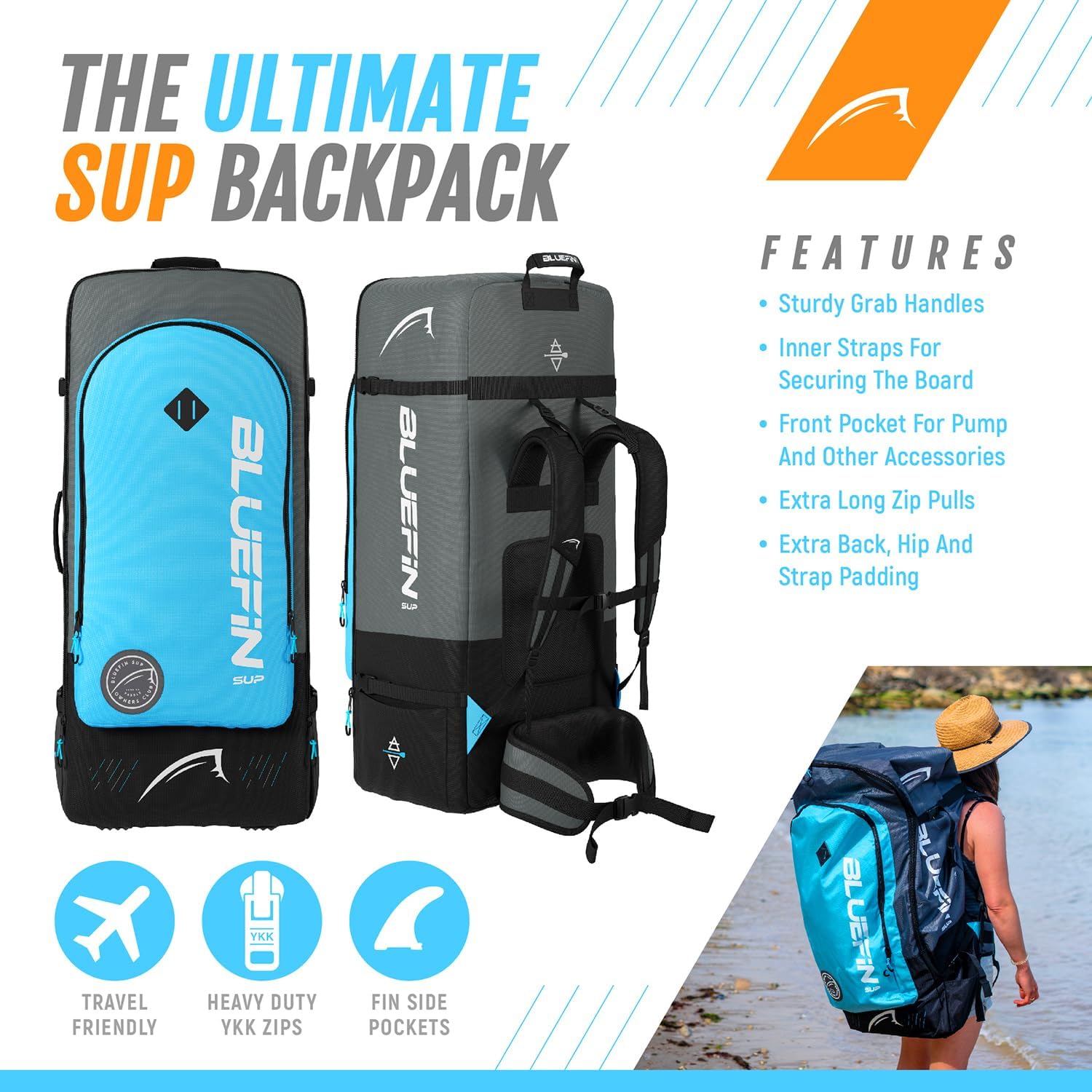 Bluefin Cruise SUP Inflatable Stand Up Paddle Board | Premium Paddleboard Accessories | Multiple sizes: Kids, 9'8, 10'4, 10’8, 12’, 15'