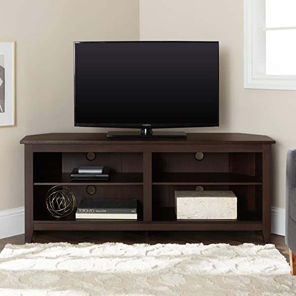 Walker Edison Wren Classic 4 Cubby TV Stand for TVs up to 65 Inches, 58 Inch, Black Black 58 InchTV Stand