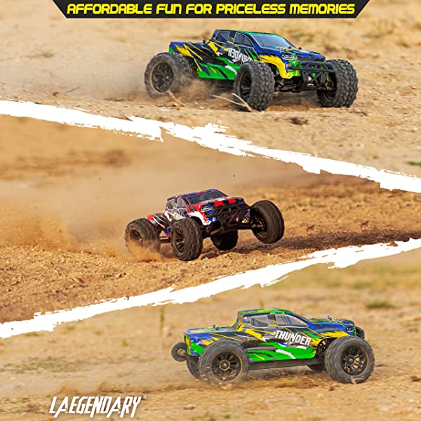1:10 Scale Large RC Cars 50+ kmh Speed - Boys Remote Control Car 4x4 Off Road Monster Truck Electric - Hobby Grade Waterproof Toys Trucks for Kids and Adults - 2 Batteries + Connector for 40+ Min Play Black - Red 1:10 Scale 31 mph