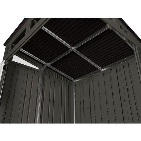 6' x 5' Suncast Modernist Plastic Garden Storage Shed - Peppercorn (1.89m x 1.73m)