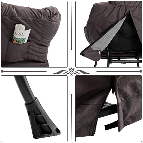 AbocoFur Modern Large Cotton Fabric Lazy Chair，Accent Contemporary Lounge Chair, Single Steel Frame Leisure Sofa Chair with Armrests and A Side Pocket, Beige