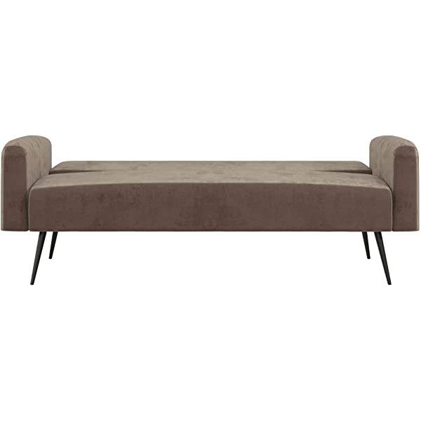 Novogratz 2360379N Z Stevie, Convertible Sofa Bed Couch, Ivory Velvet Futon