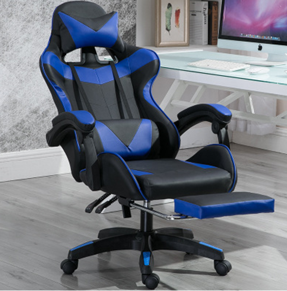 Game Chair Office Chair Desk Chair with Ergonomic Waist Support, Racing Style PU Leather PC High Back Adjustable Rotating Task Chair with Foot pedals