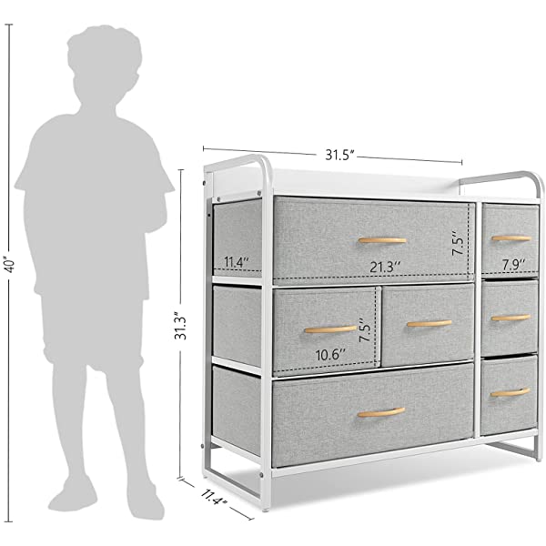 CubiCubi Dresser Organizer with 7 Drawer, Furniture Storage Tower Unit for Bedroom Hallway Entryway Closets, Dresser Clothes Storage with Sturdy Steel Frame Wood Top, Chocolate