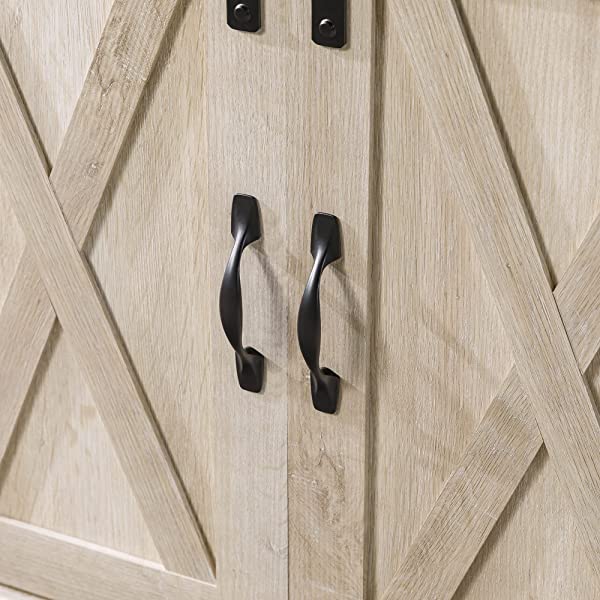 Walker Edison Richmond modern farmhouse sliding barn door TV stand for up to 52 inches, white and rustic oak white without fireplace 52 inches TV