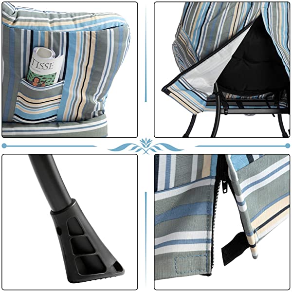 AbocoFur Modern Large Cotton Fabric Lazy Chair，Accent Contemporary Lounge Chair, Single Steel Frame Leisure Sofa Chair with Armrests and A Side Pocket, Beige